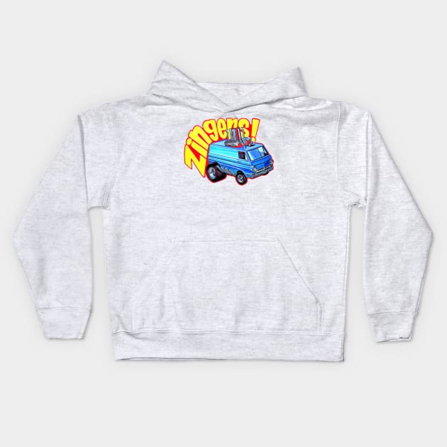 Zingers Hot Wheels Retro Design Kids Hoodie by DankFutura